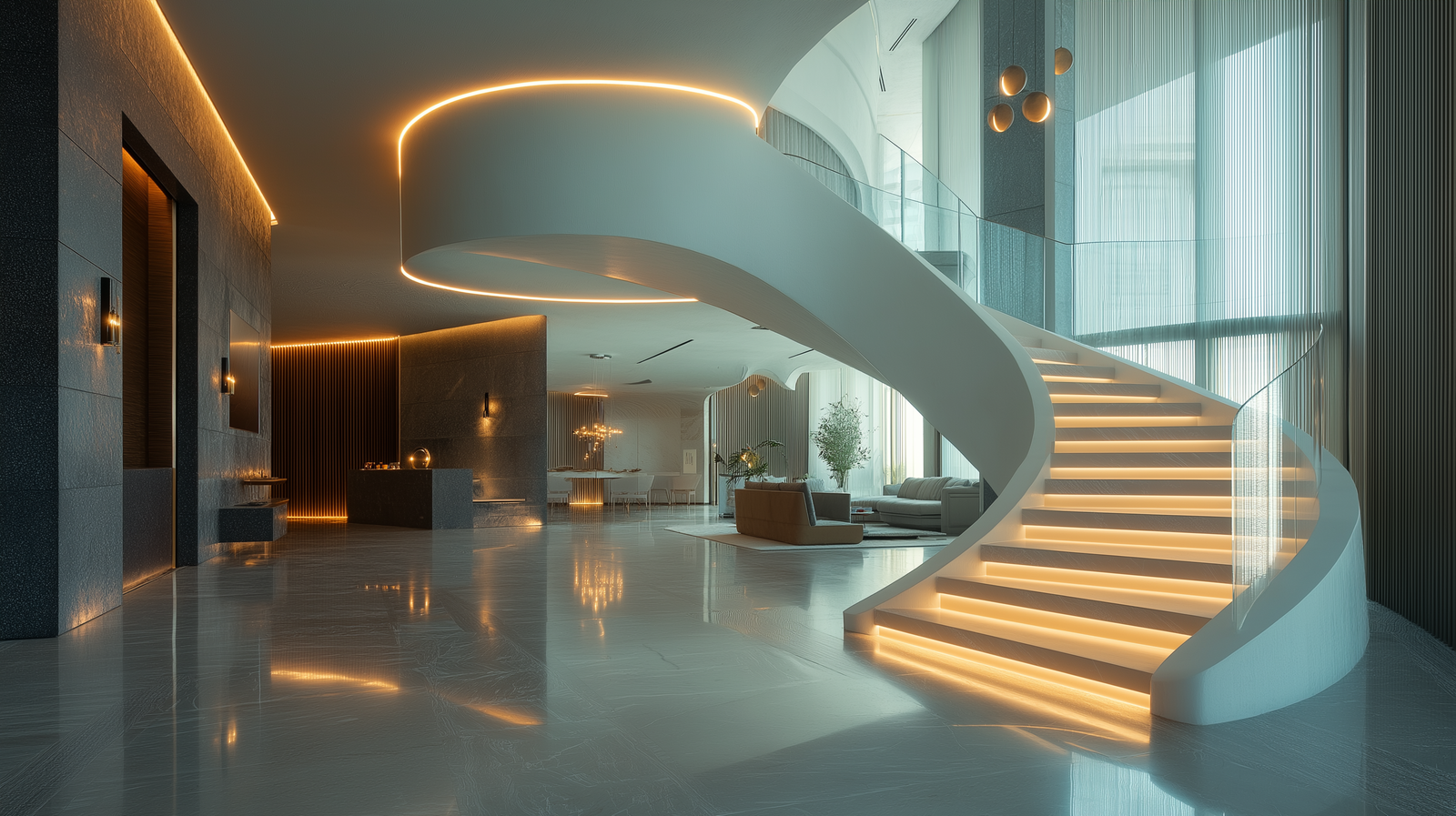 Integral Nexus intelligent lighting — grand hall with layered scene control and architectural programming