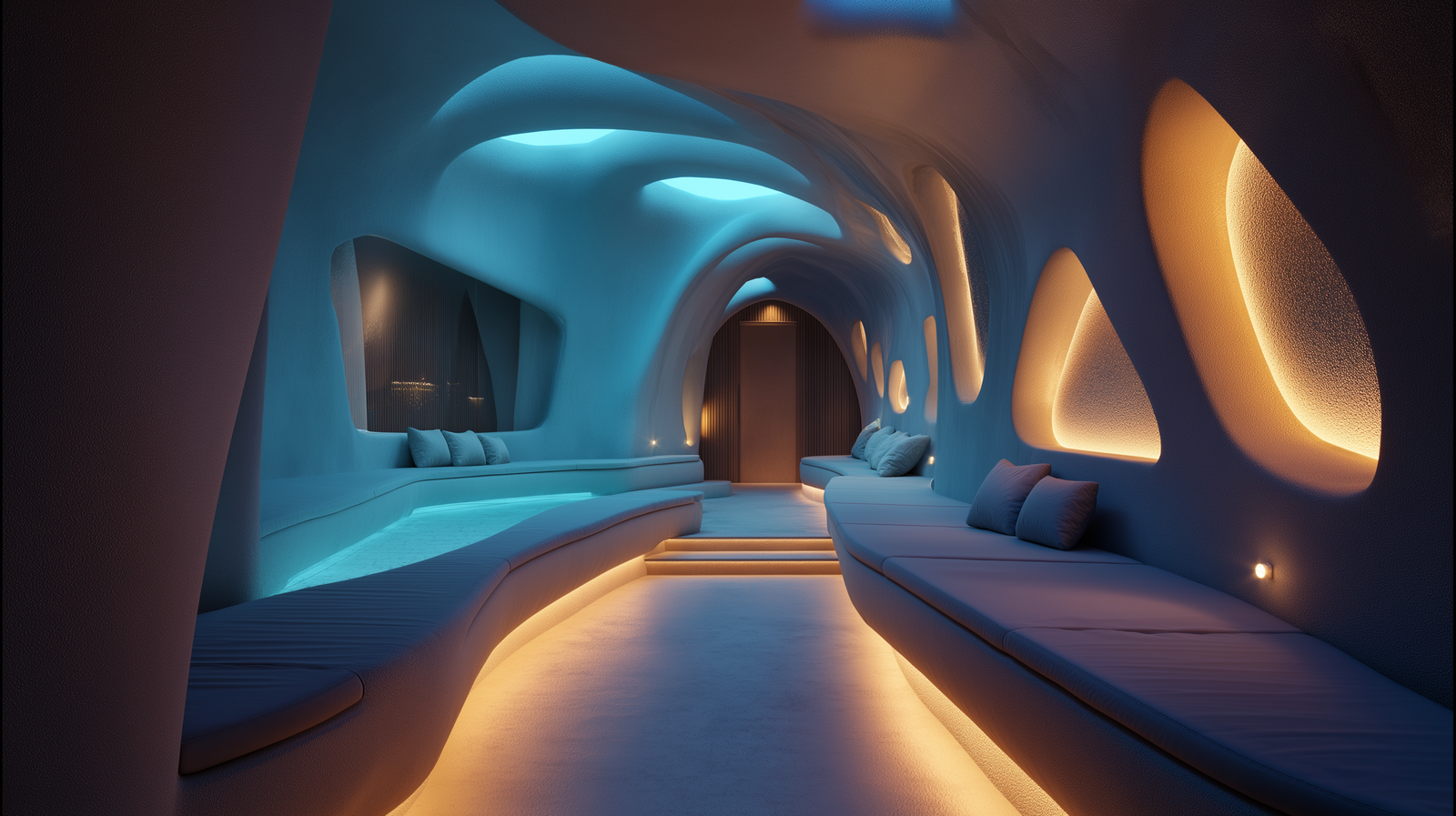 Luxury smart home sensory room with calm atmospheric lighting and bedroom scene control